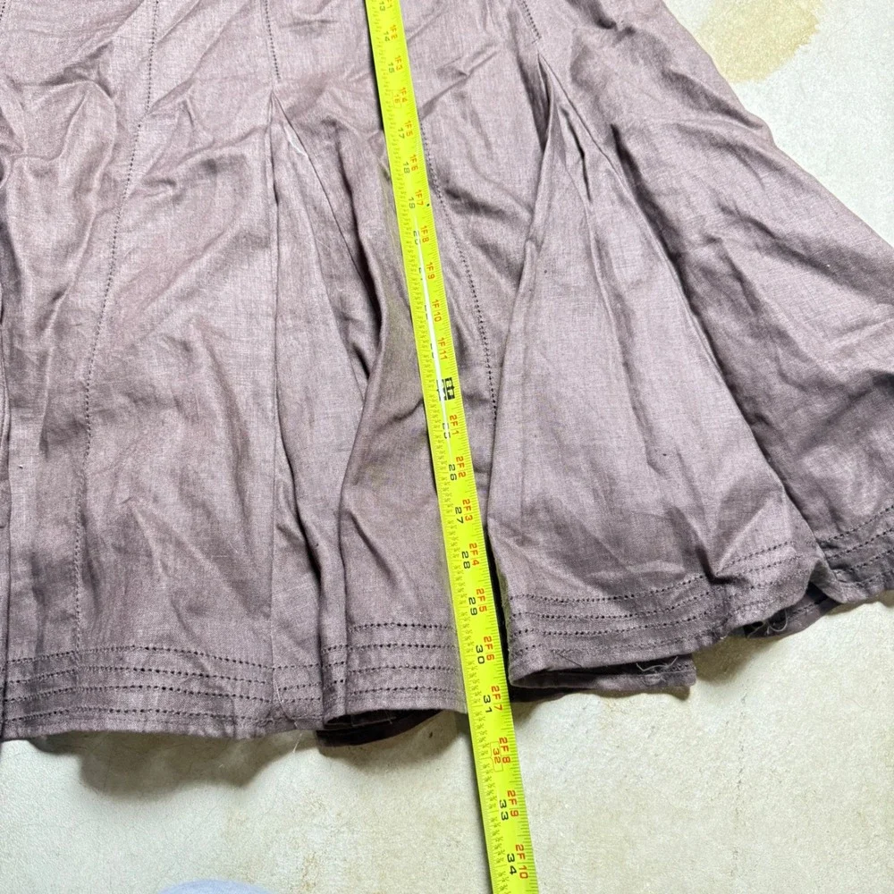 Mauve Linen Blend Paneled Midi Skirt